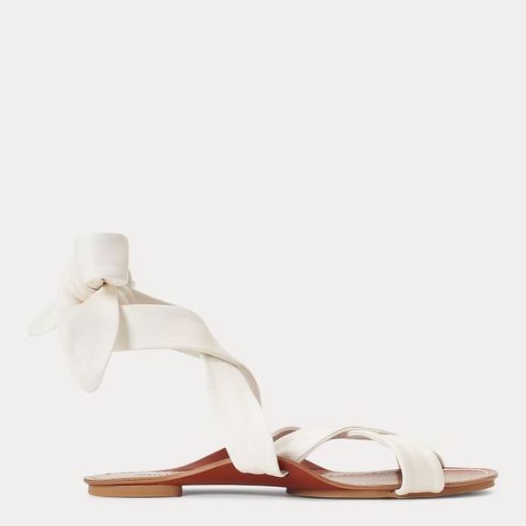 Polo Ralph Lauren® Leather Tie Sandal - White - 7.5 - Picture 3 of 6